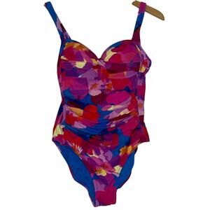 NipTuck Joanne One Piece Swimsuit Womens Sz 8 Floral Beachwear Vacation Resort
